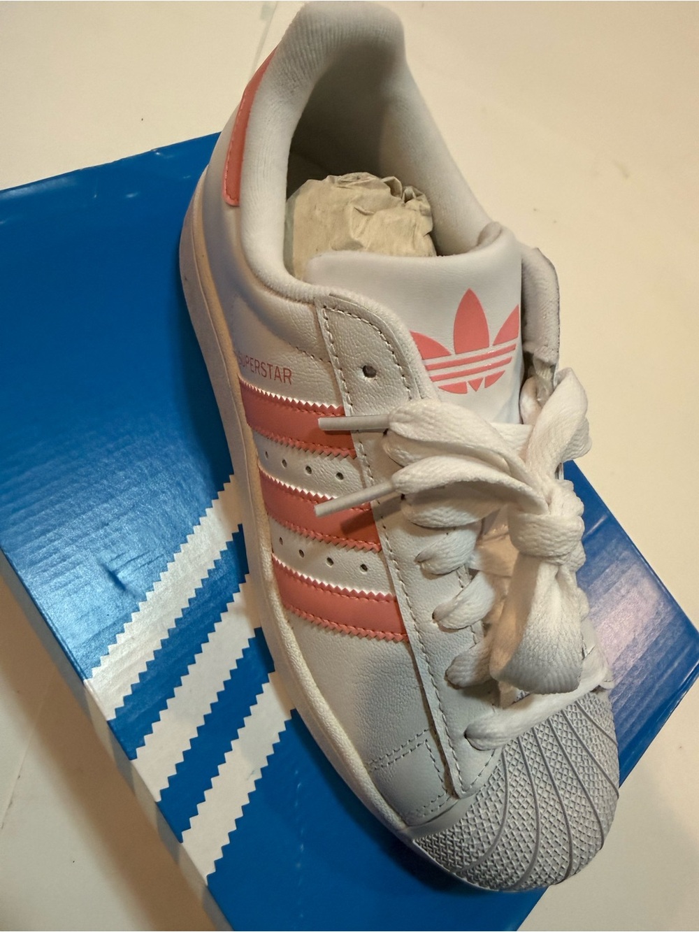 Adidas Superstar II J White/Pink Grade School Size 7